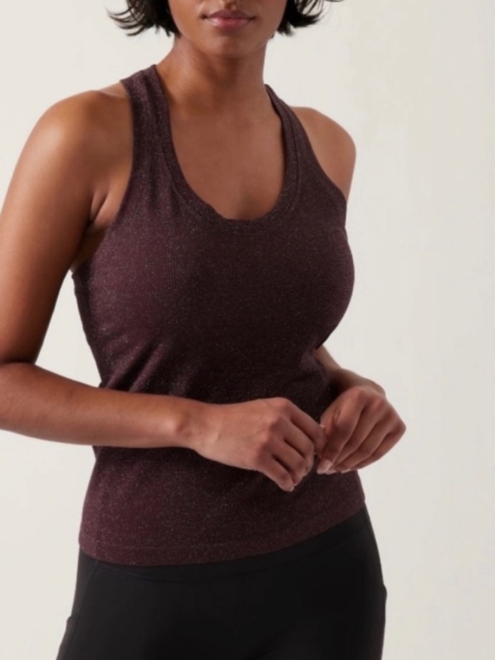 NWT Athleta Momentum Seamless Tank in Burgundy Sparkle Small